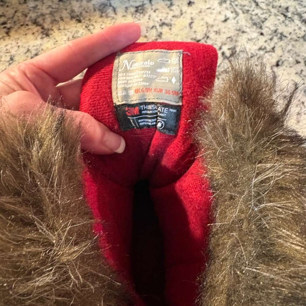 Natural Reflections Red Buffalo Plaid Faux Fur Winter Rain Boots - Picture 7 of 7